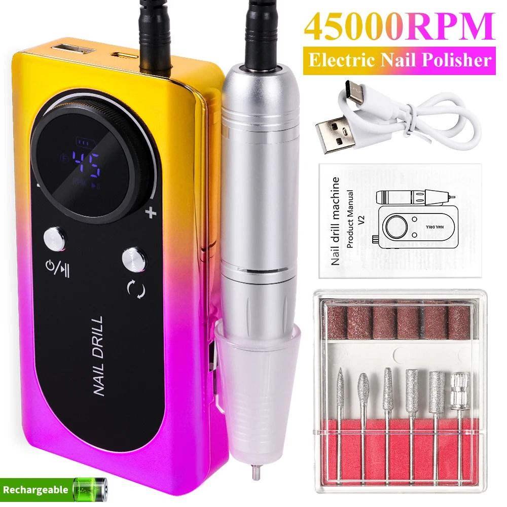 Professional 45000RPM Rechargeable Nail Drill Machine For Manicure And Salon Use 8