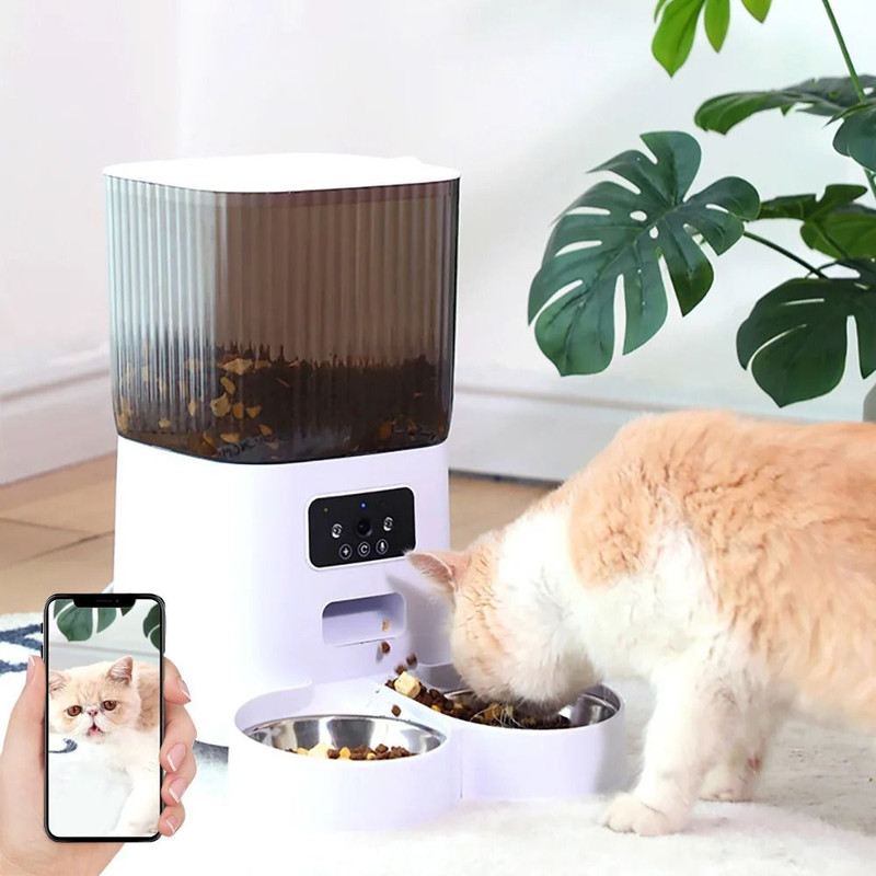 Smart Automatic Pet Feeder With Camera And Voice Recording For Cats And Dogs 0