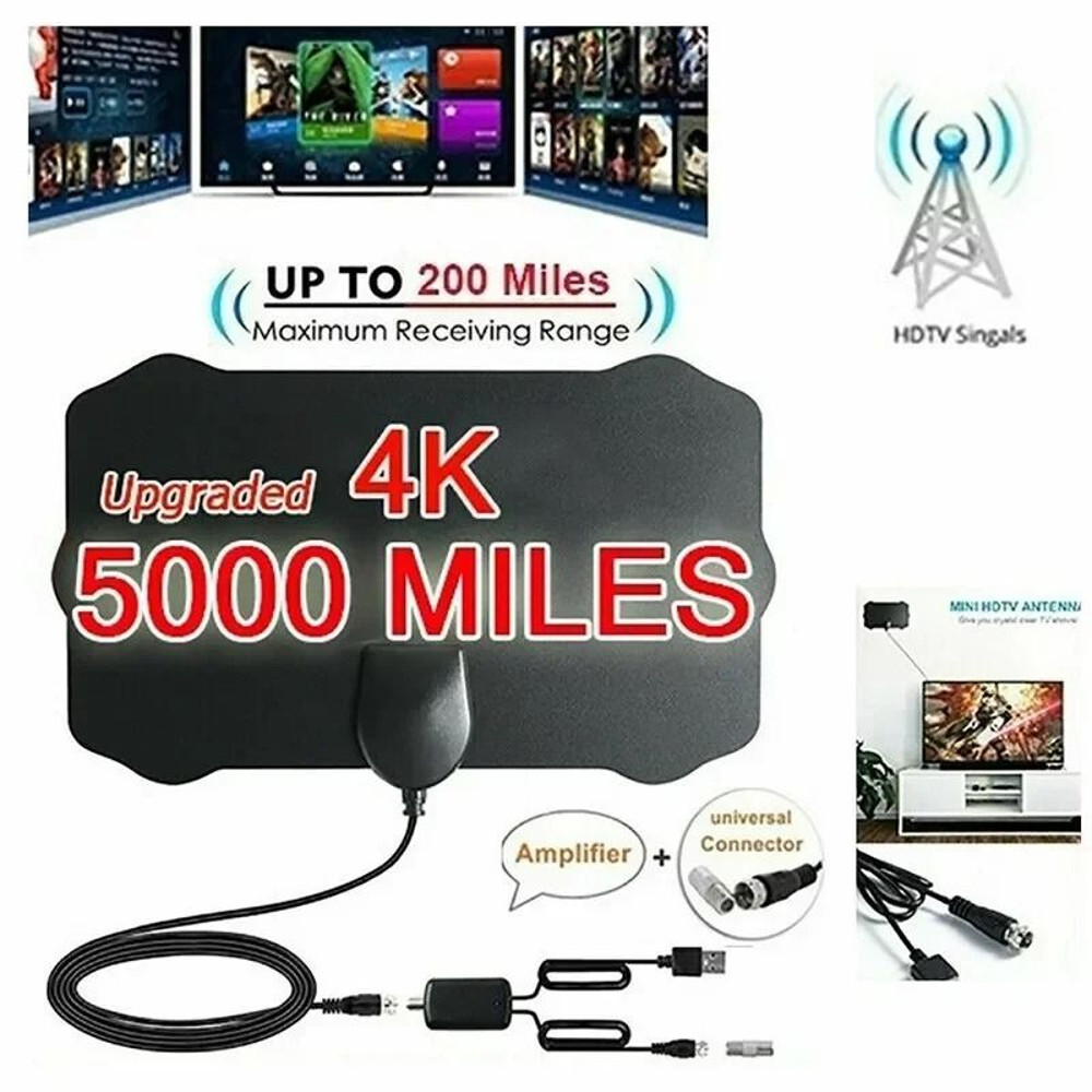 4K Digital TV Antenna With High Gain Booster And Flat Indoor Design 0