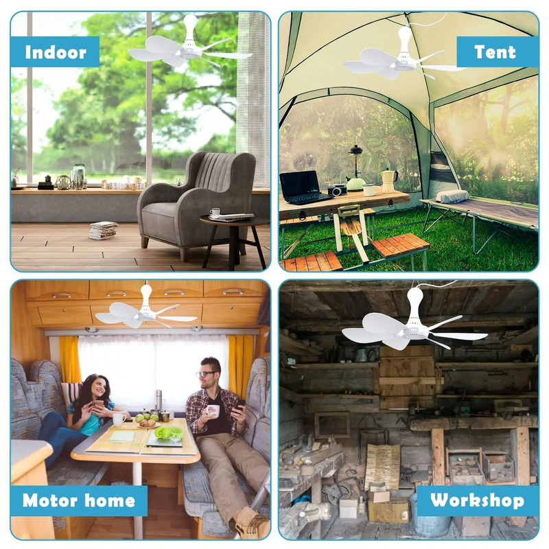 Silent 6 Leaf USB Powered Ceiling Fan With Remote Control For Tent Camping And Dorm 4