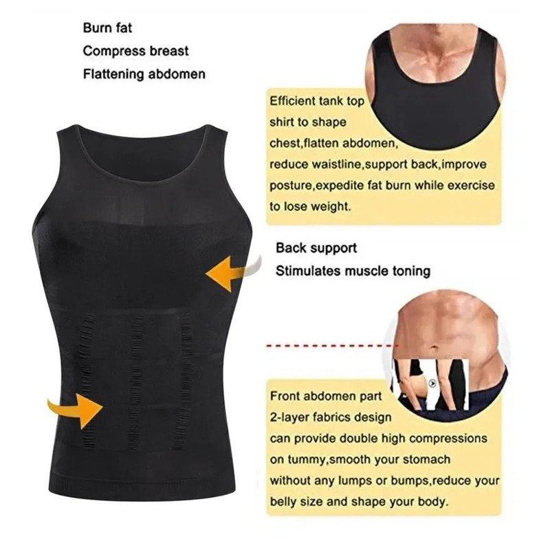Men Slimming Compression Vest Body Shaper Undershirt 3