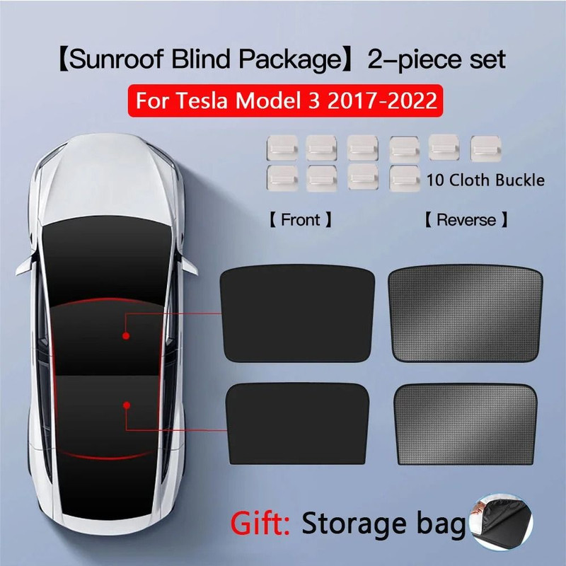 Sunshade Set For Tesla Model 3 Model Y Skydome Front And Rear Glass 9