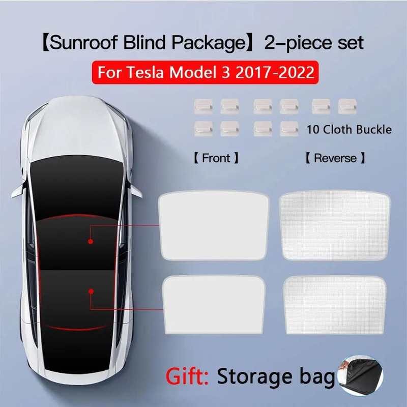 Sunshade Set For Tesla Model 3 Model Y Skydome Front And Rear Glass 10