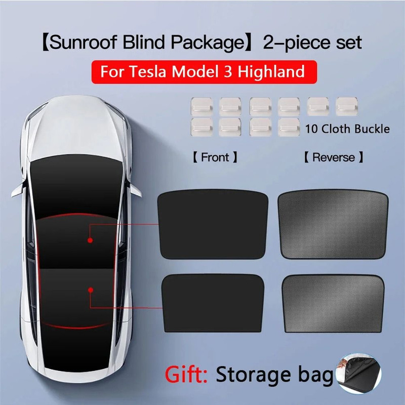 Sunshade Set For Tesla Model 3 Model Y Skydome Front And Rear Glass 13