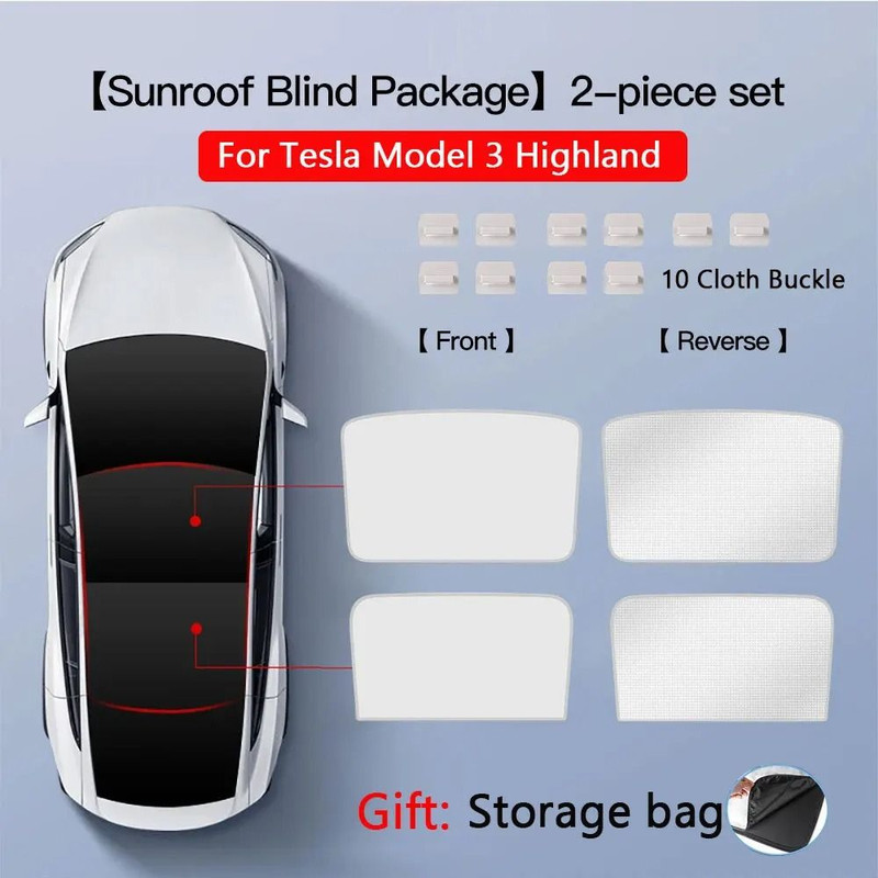 Sunshade Set For Tesla Model 3 Model Y Skydome Front And Rear Glass 14