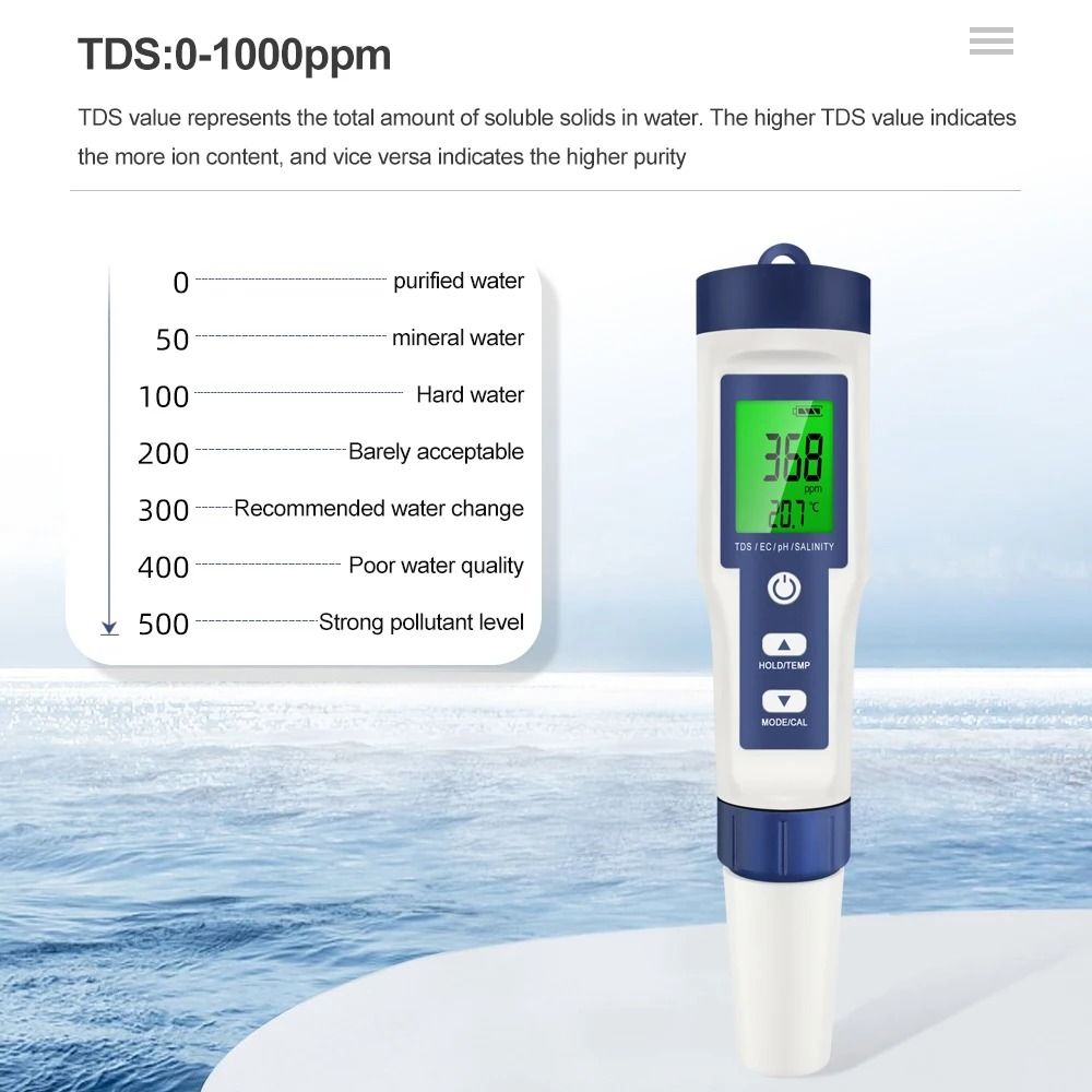 5 In 1 Digital Water Quality Tester For Aquarium And Drinking Water 4