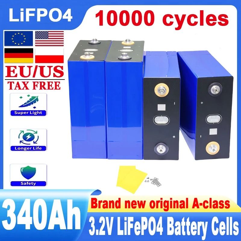 Rechargeable LiFePO4 Battery Cells 32V 320AH 340AH For DIY Energy Storage And RV Use 0