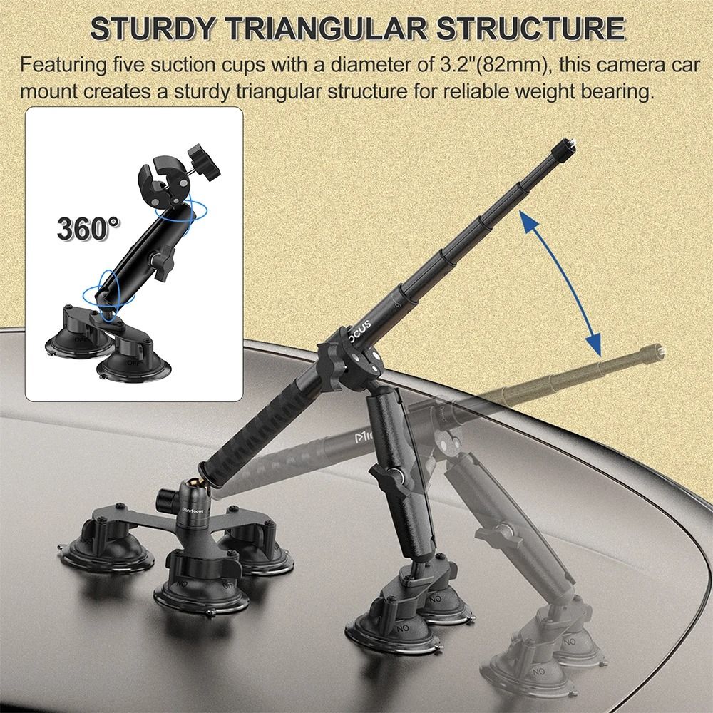 Suction Mount Kit For Action Cameras With Selfie Stick Compatibility 4