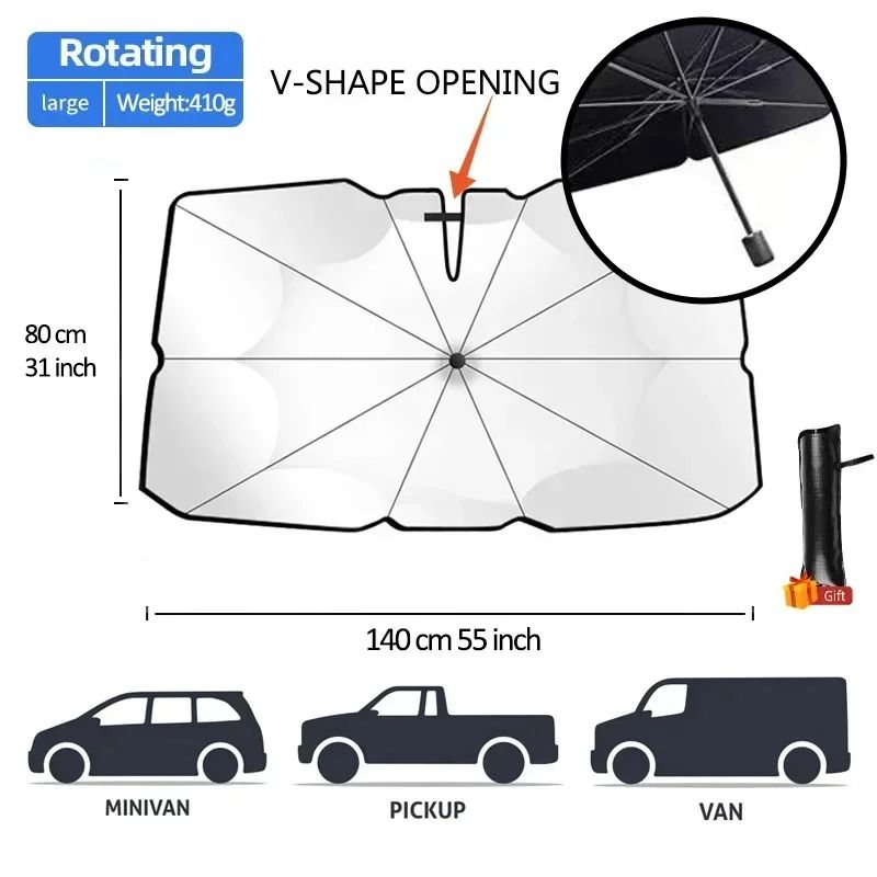 Foldable Windshield Umbrella Sunshade For Car Heat Protection 11