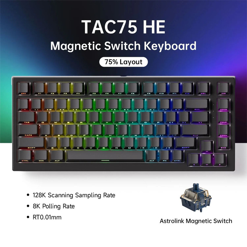 TAC75 HE Magnetic Switch Gaming Keyboard 75 Percent Rapid Trigger RGB Esports Wired Keyboard 9