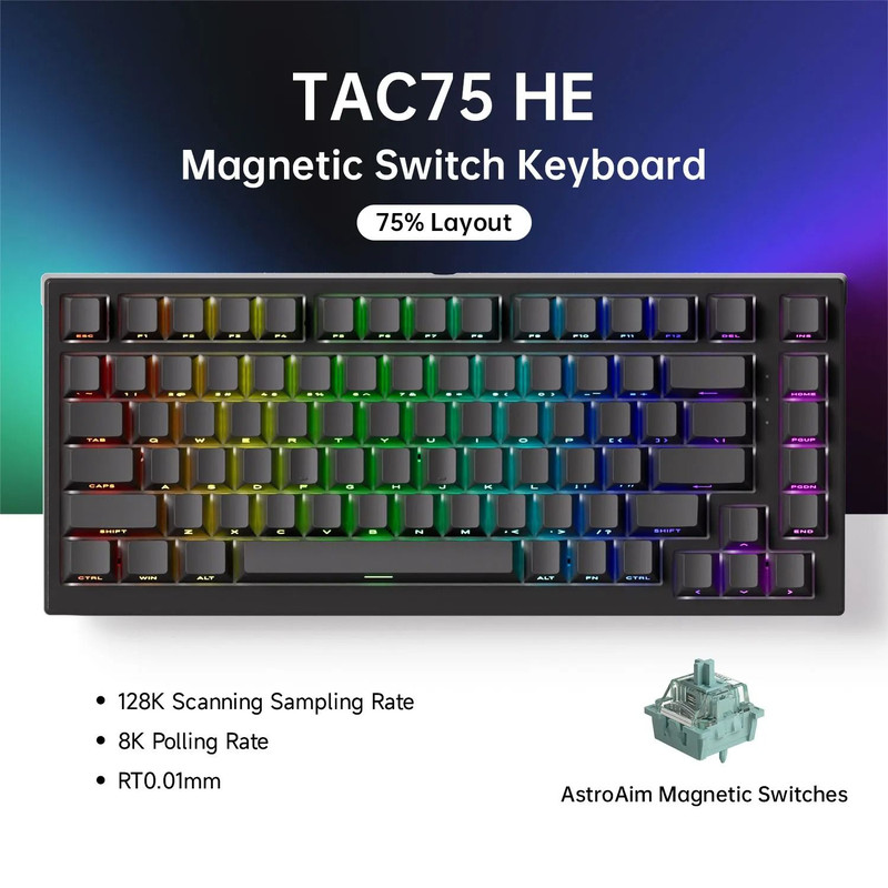 TAC75 HE Magnetic Switch Gaming Keyboard 75 Percent Rapid Trigger RGB Esports Wired Keyboard 10