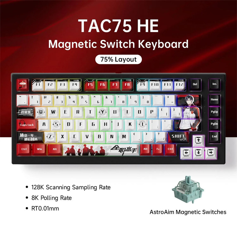 TAC75 HE Magnetic Switch Gaming Keyboard 75 Percent Rapid Trigger RGB Esports Wired Keyboard 12