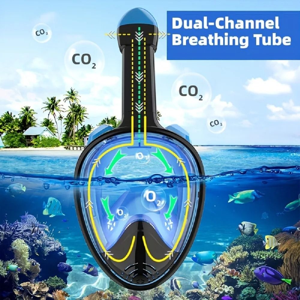 Full Face Snorkel Mask With Detachable Camera Mount Wide View AntiFog AntiLeak For Youth And Adults 3