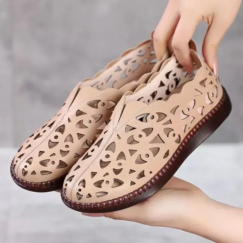 Womens Hollow Floral Summer Loafers With Soft Sole 1