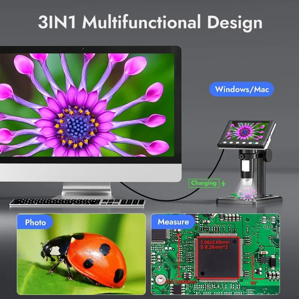 Digital Microscope 43 Inch 1080P 1600X With LED Lighting 4