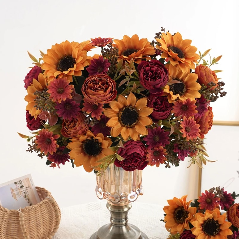 Sunflower And Peony Artificial Flower Bouquets 0