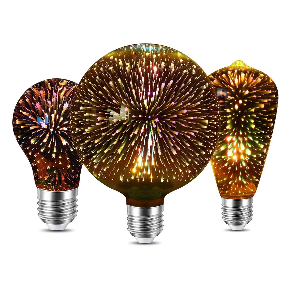 3D Fireworks Effect Vintage LED Bulb Retro Edison Lamp 0