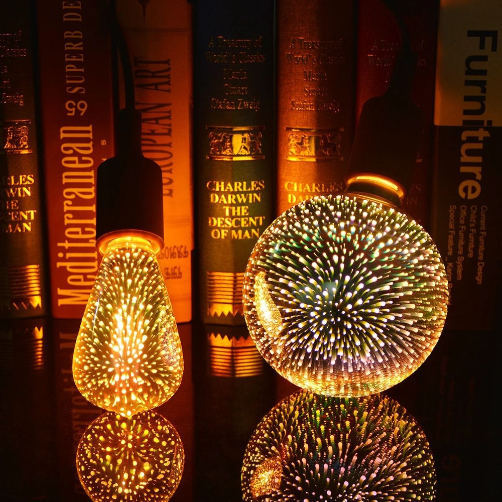 3D Fireworks Effect Vintage LED Bulb Retro Edison Lamp 6