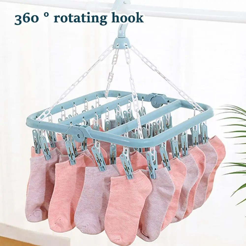 Clothes Drying Hanger With 32 Clips 4