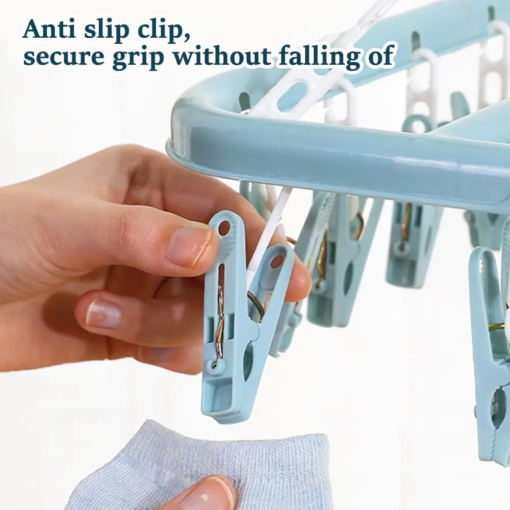Clothes Drying Hanger With 32 Clips 5