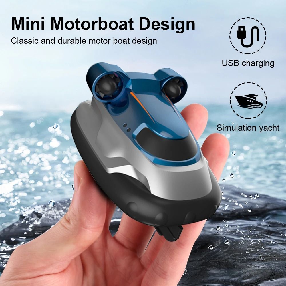 Mini RC Hovercraft Boat With LED Lights For HighSpeed Water Racing 0