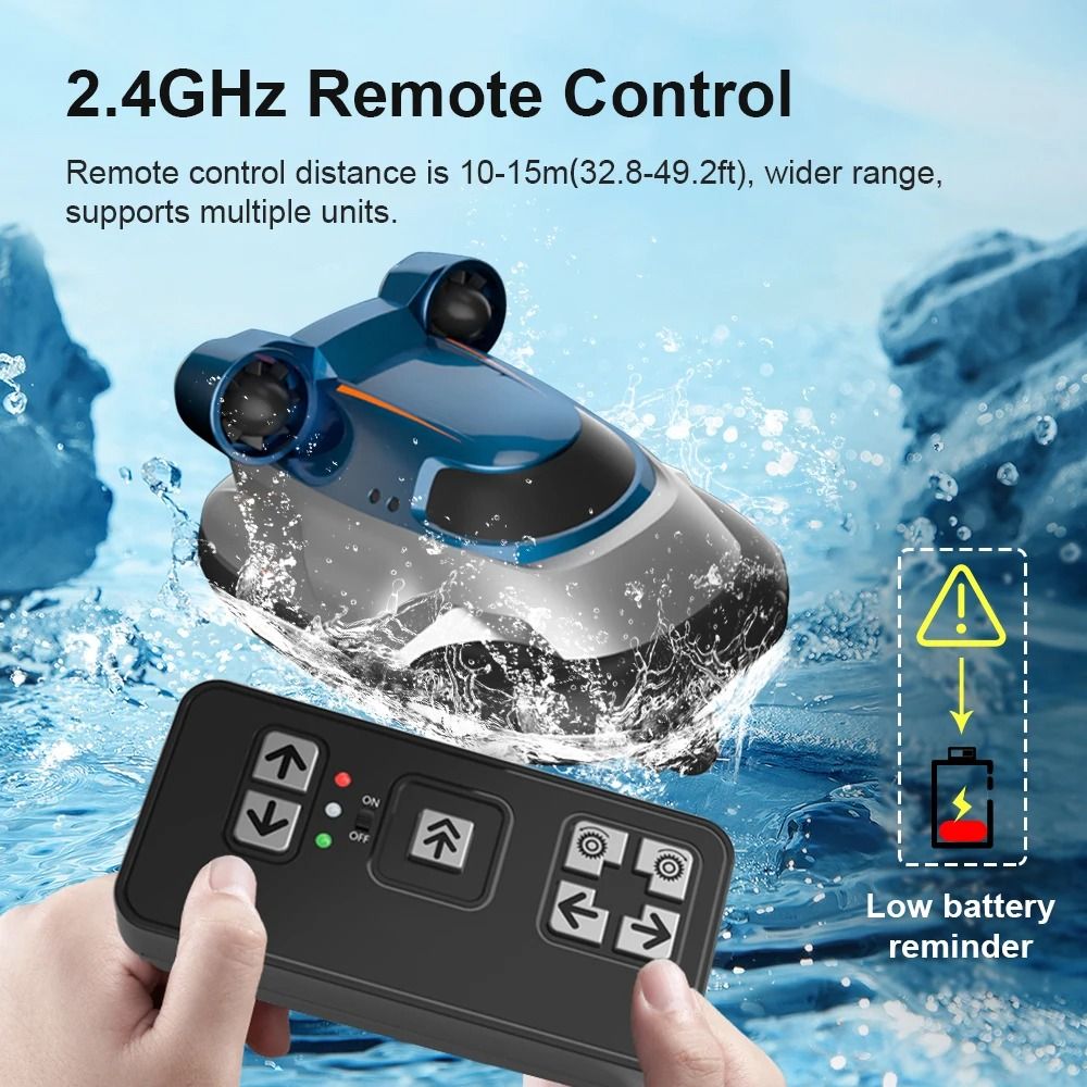 Mini RC Hovercraft Boat With LED Lights For HighSpeed Water Racing 4