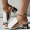 Women Crystal Square Heel Open Toe Sandals For Summer 2