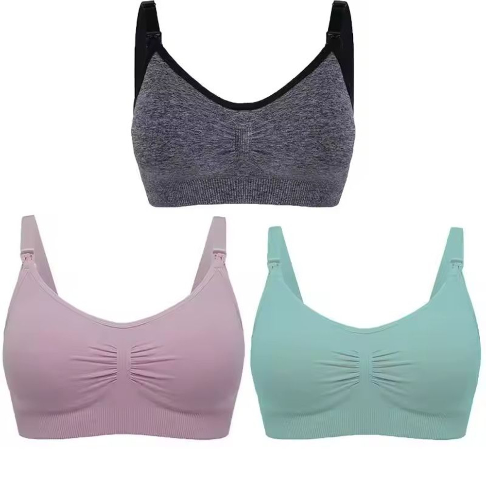 3pcs Maternity Nursing Bras Seamless Cotton Breastfeeding Underwear 4