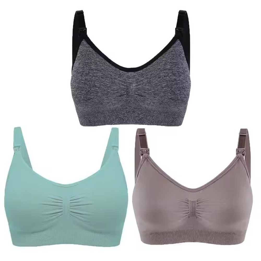 3pcs Maternity Nursing Bras Seamless Cotton Breastfeeding Underwear 0