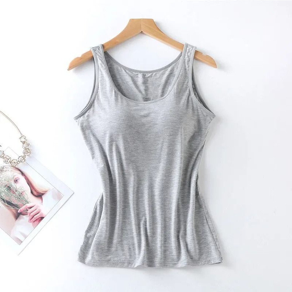 Women Slim Fit Tank Top With Built In Bra 4