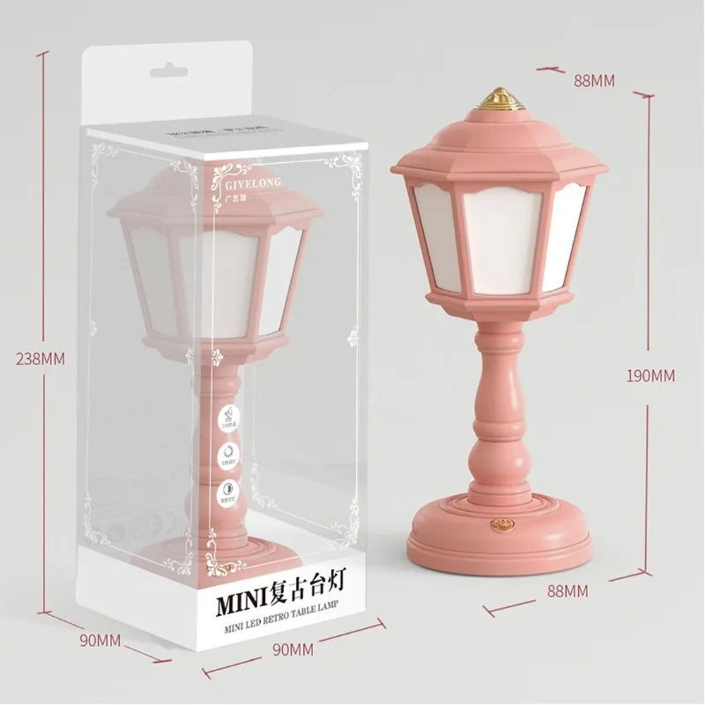 Mini Retro LED Desk Lamp With USB Rechargeable Touch Control 2