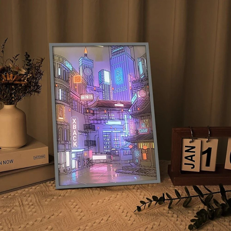LED City Night View Light Painting With USB Dimming For Romantic Home Decor 0