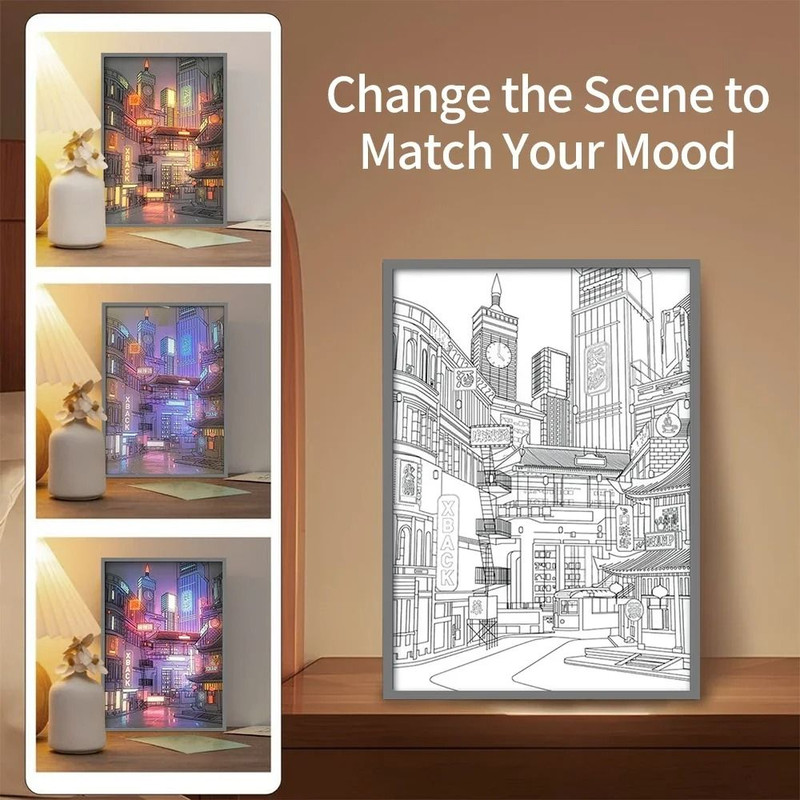 LED City Night View Light Painting With USB Dimming For Romantic Home Decor 2
