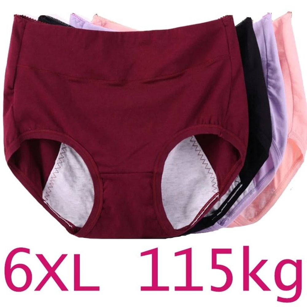 Plus Size Leak Proof Cotton High Waist Menstrual Panties For Women 0