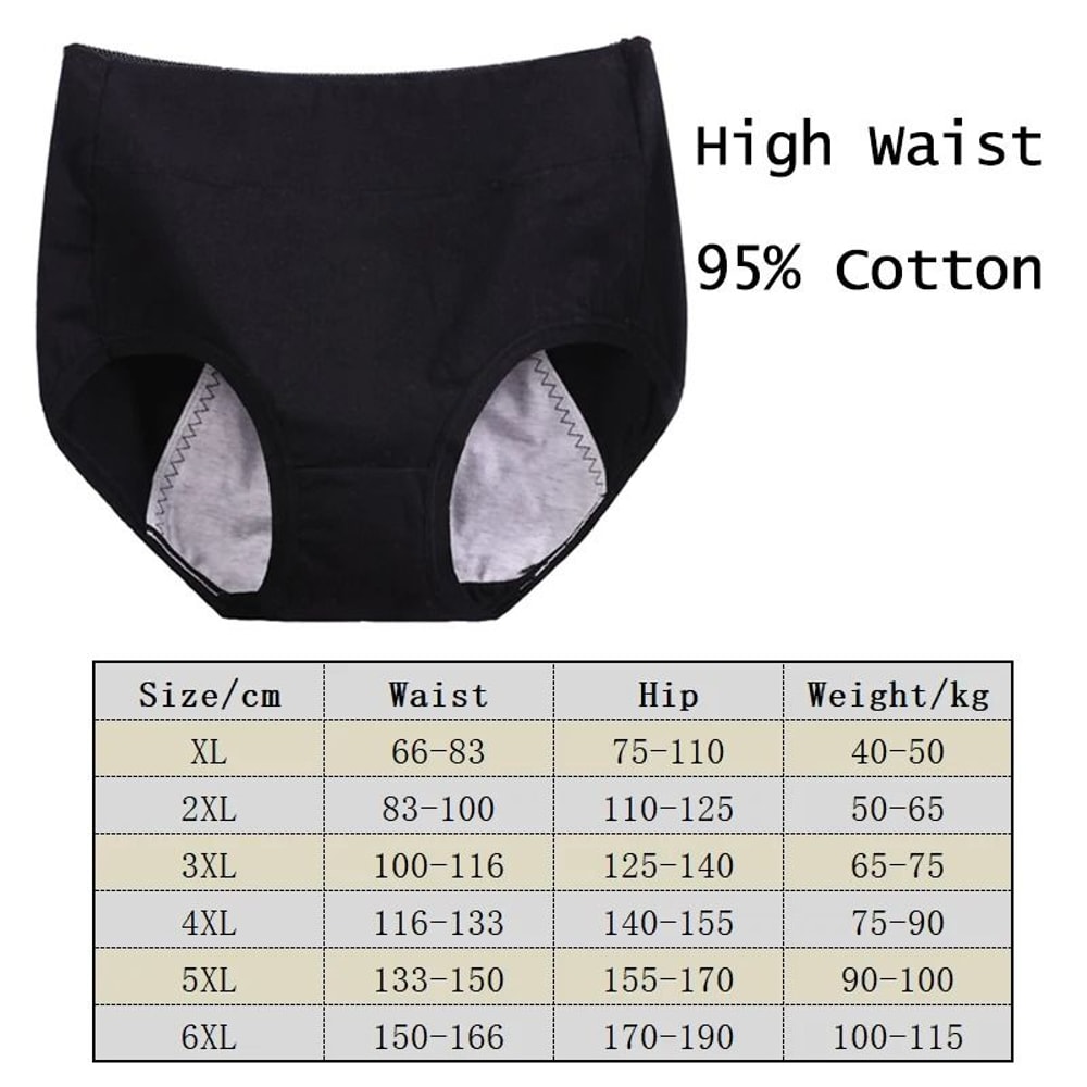 Plus Size Leak Proof Cotton High Waist Menstrual Panties For Women 5