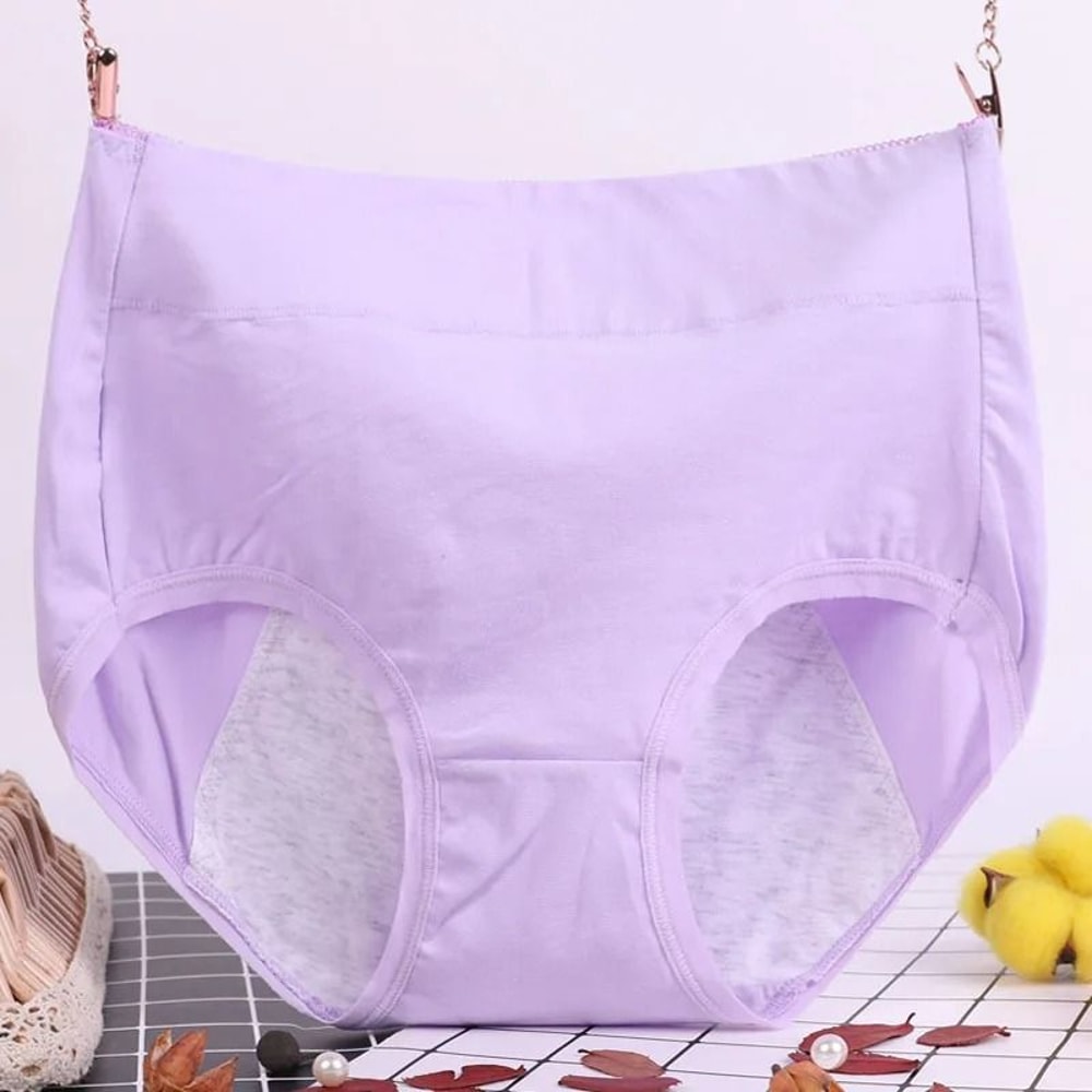 Plus Size Leak Proof Cotton High Waist Menstrual Panties For Women 11