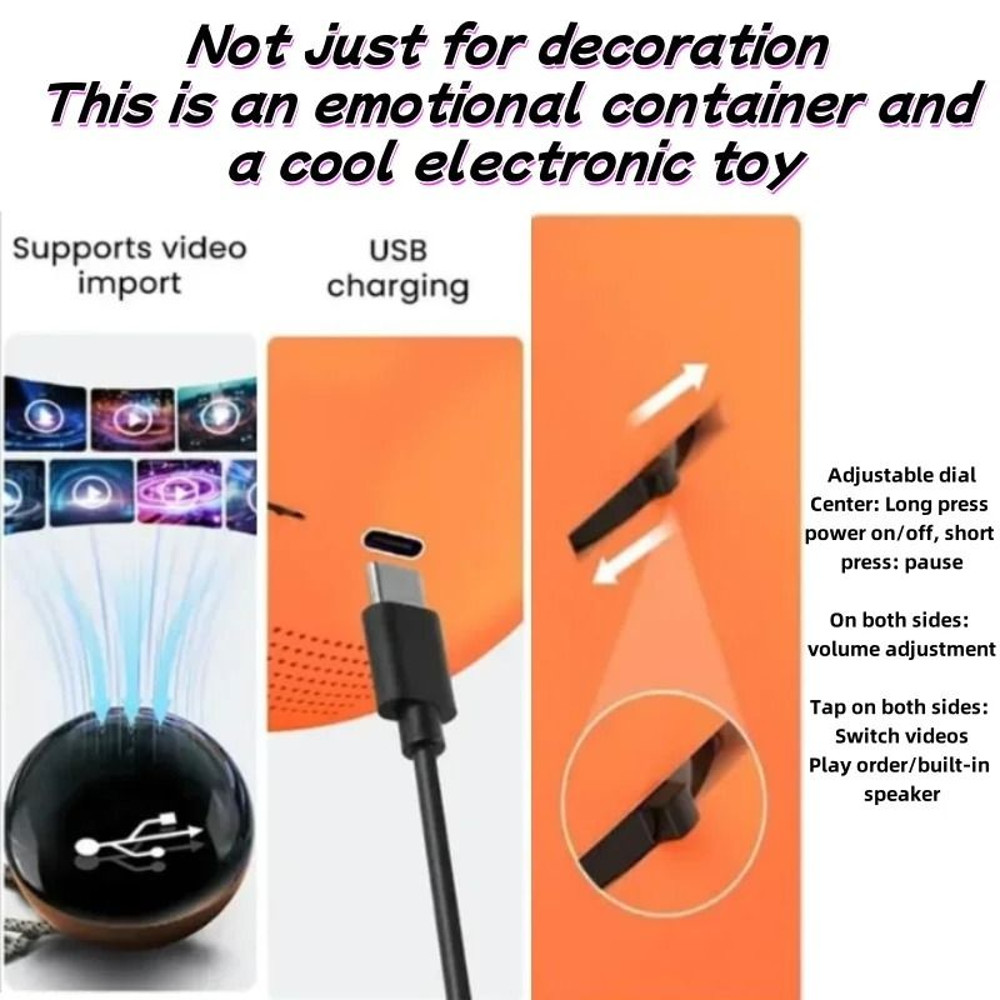 Customizable Video Glass Ball Lamp With Detachable Pixel Display And Sound 6