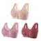 3 Piece Set Front Closure Plus Size Seamless Wireless Lace Bras For Women 16