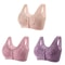 3 Piece Set Front Closure Plus Size Seamless Wireless Lace Bras For Women 8