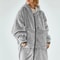 Solid Color Plush Hooded Zipper Nightgown With Velvet Lining For Women 6