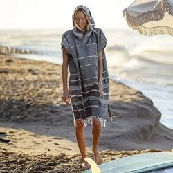 turkish wearable beach towel sandproof cotton hooded changing poncho