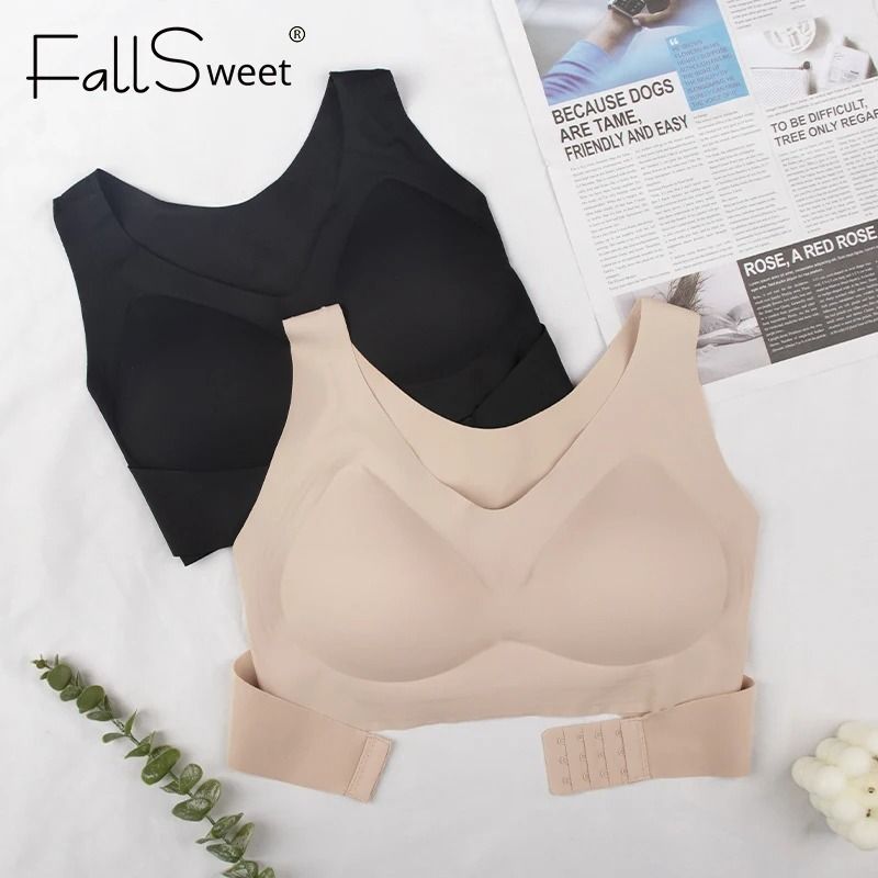 Womens Posture Correction Seamless Wireless Push Up Bra With Cross Back Support 2