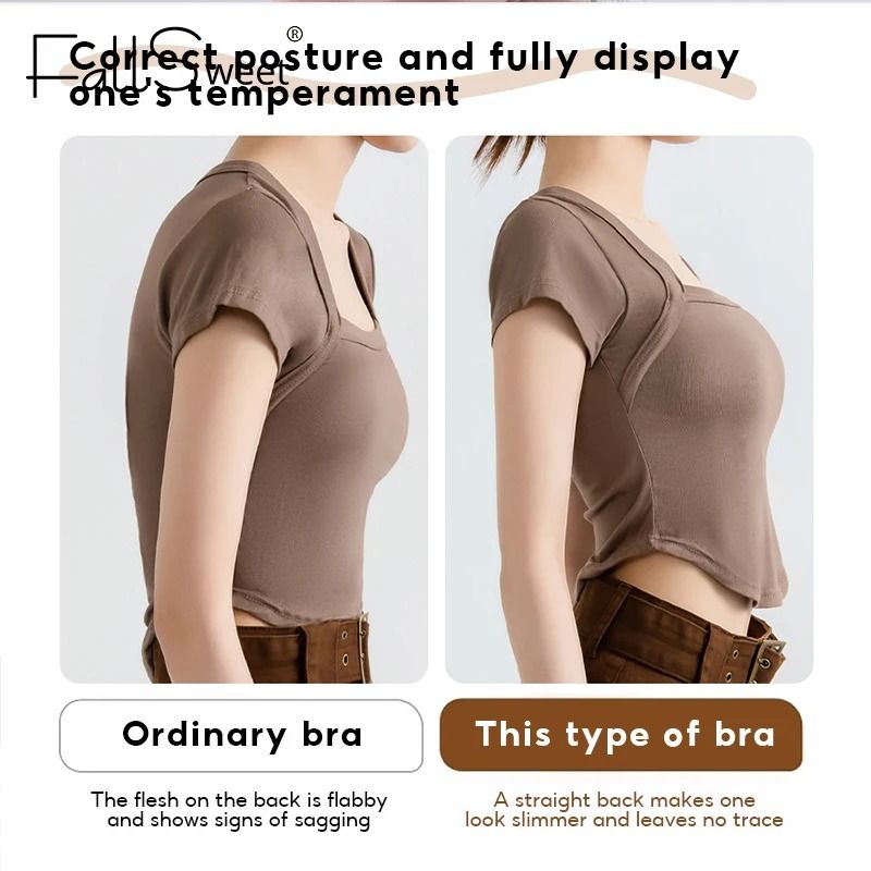Womens Posture Correction Seamless Wireless Push Up Bra With Cross Back Support 4