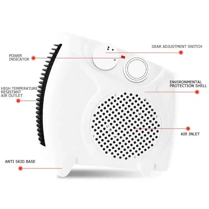 Portable Electric Heater Fan With Adjustable Warm Air Settings 4