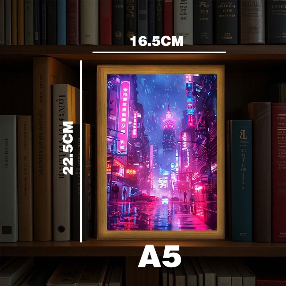 Asian Cityscape Painting LED Bedside Light 4
