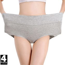 4-pack high waist cotton panties for women – slimming, comfortable, and breathable