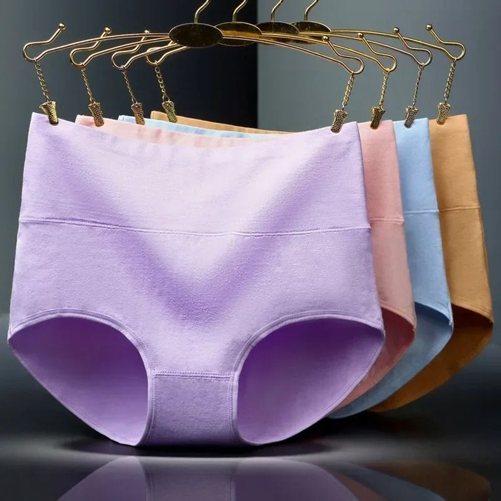4Pack High Waist Cotton Panties For Women Slimming Comfortable And Breathable 2