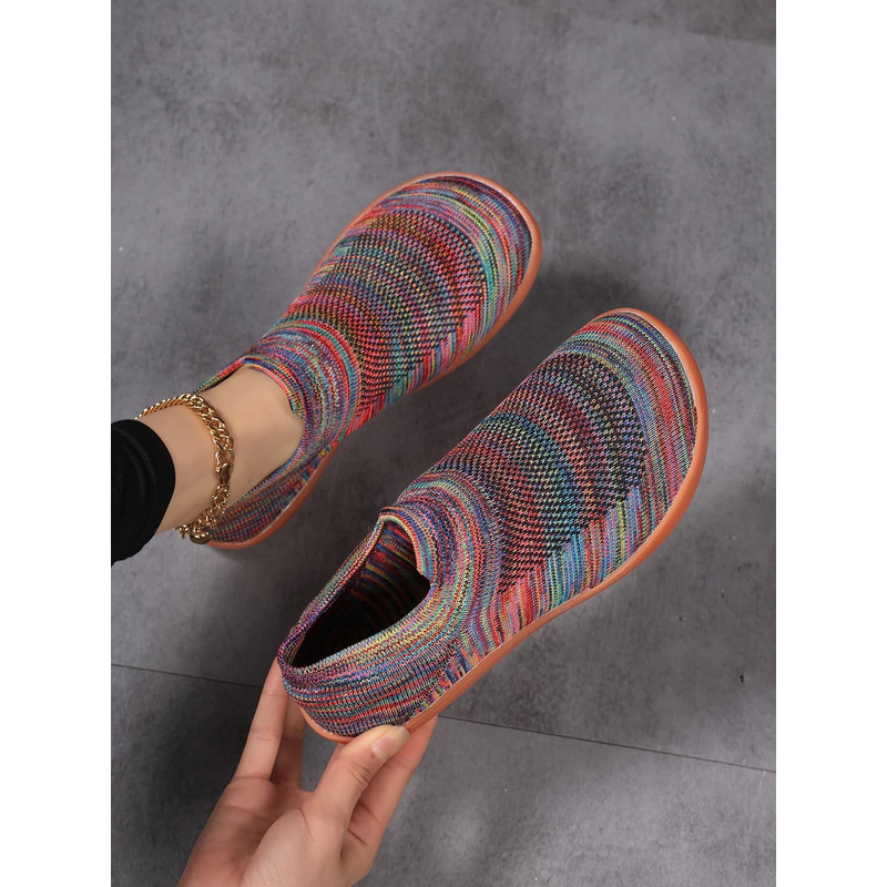 Womens Color Block Barefoot Sneakers Wide Fit Breathable Knit Lightweight Casual Shoes 1