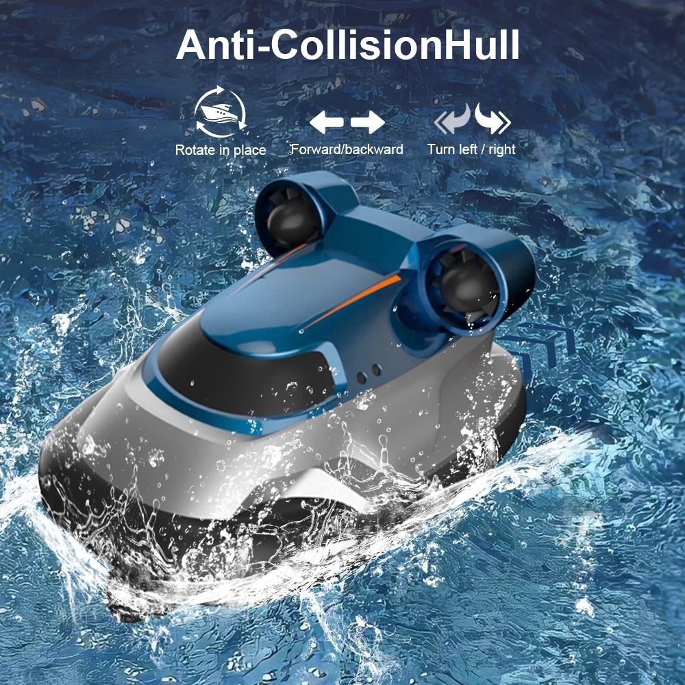 Mini RC Boat With LED Lights High Speed Electric Hovercraft Toy For Kids 1