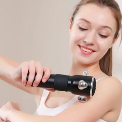 high frequency massage gun with four interchangeable heads and deep tissue relief